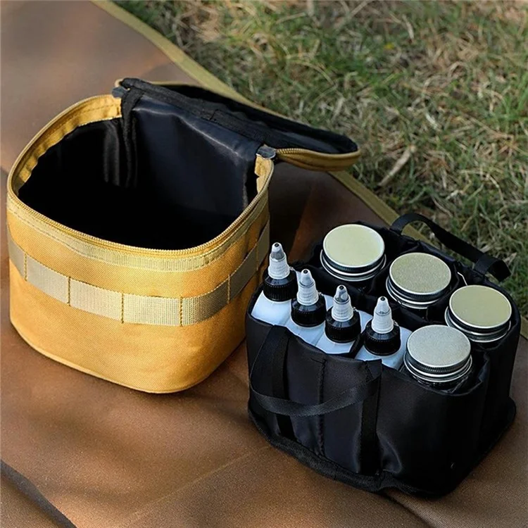 CL271 Camping al Aire Libre Picnic BBQ Spice Container 4 Botellas de Especias + 5 Botellas Líquidas Con Bolsa (sin Bpa, Sin Certificación de la Fda) - Negro