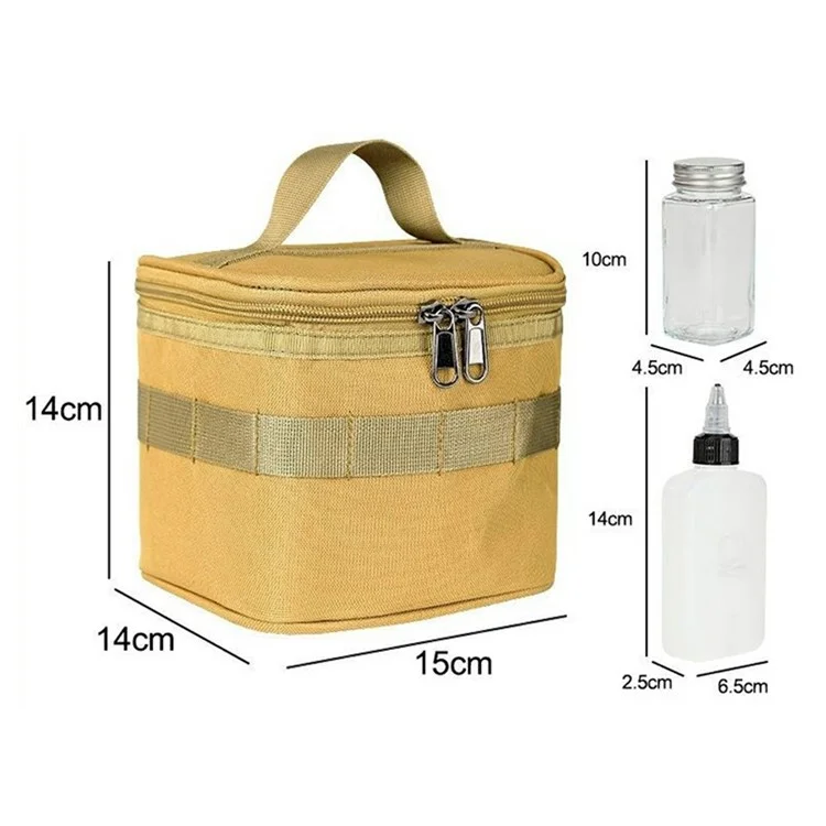 CL271 Camping al Aire Libre Picnic BBQ Spice Container 4 Botellas de Especias + 5 Botellas Líquidas Con Bolsa (sin Bpa, Sin Certificación de la Fda) - Negro