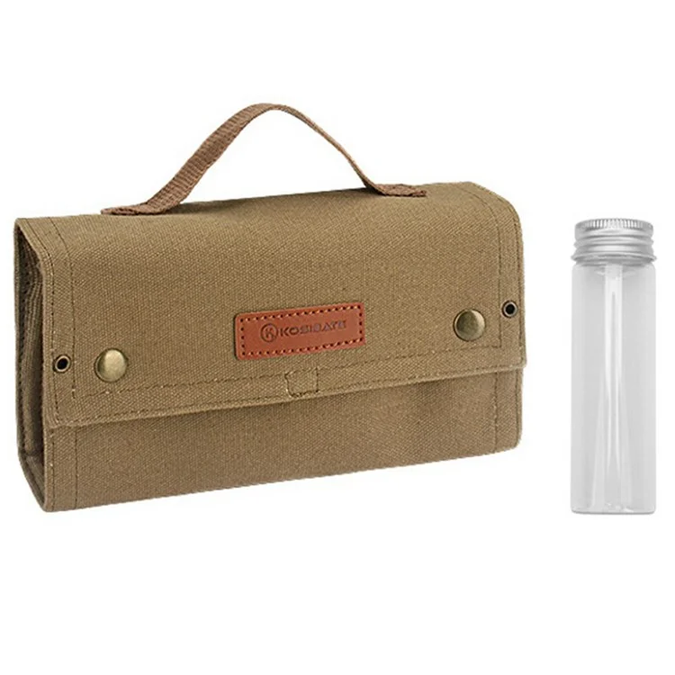 Kosibat CL260 10pcs Gewürzglasflaschen Mit Canvas-bag Camping Picknick BBQ Spice Container Set (bpa-frei, Keine Fda-zertifiziert) - Khaki