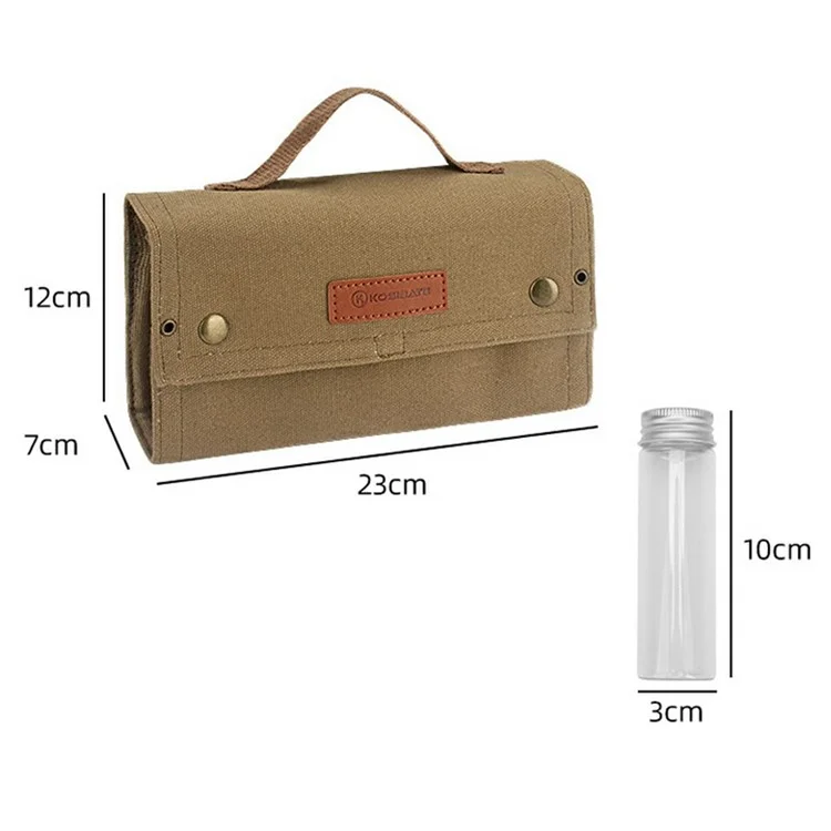 Kosibat CL260 10pcs Gewürzglasflaschen Mit Canvas-bag Camping Picknick BBQ Spice Container Set (bpa-frei, Keine Fda-zertifiziert) - Khaki