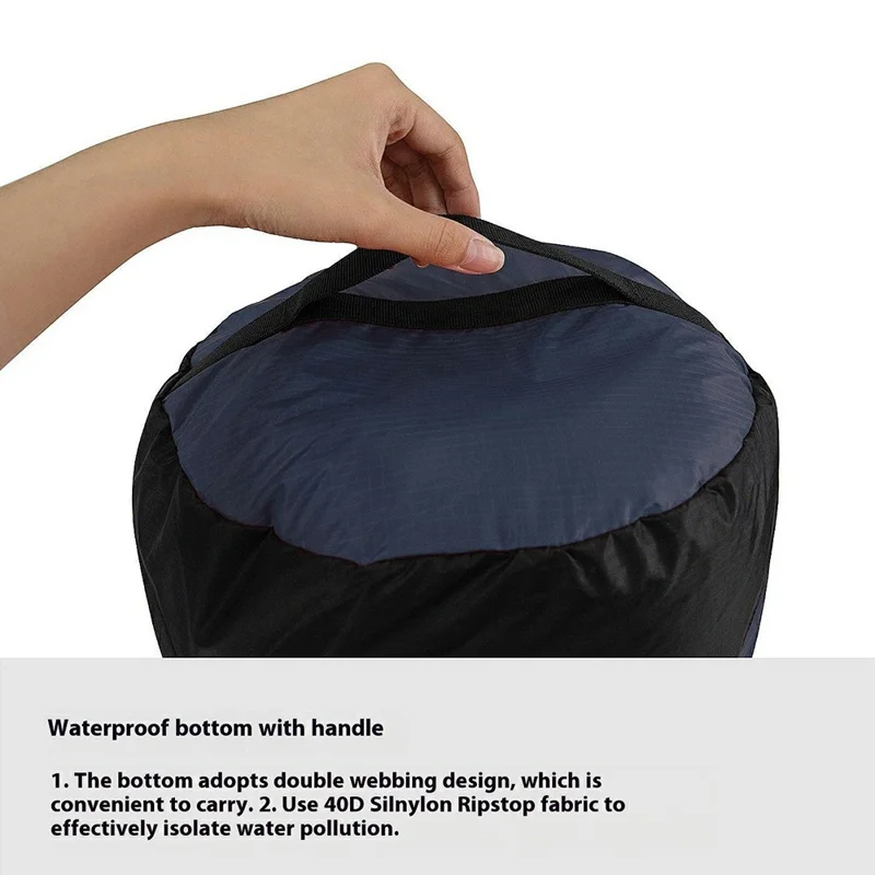 4-6L Camping Backpacking Waterproof Nylon Compression Stuff Sack for Sleeping Bag, Size XS - Dark Blue