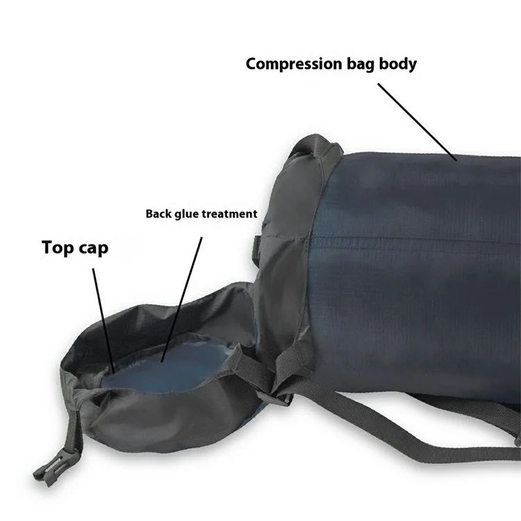 9-18L Camping Wasserdichter Nylon-Kompressions-Packsack für Schlafsack, Größe M - Dunkelblau