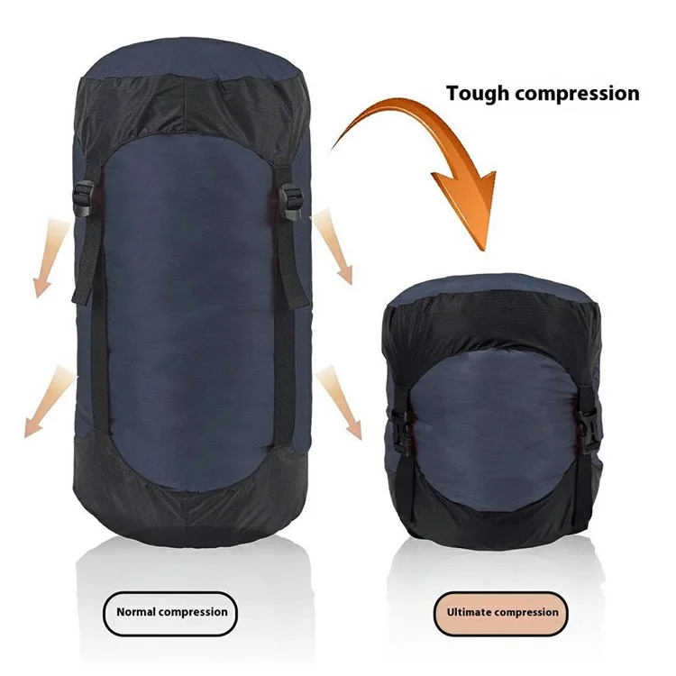 9-18L Camping Wasserdichter Nylon-Kompressions-Packsack für Schlafsack, Größe M - Dunkelblau