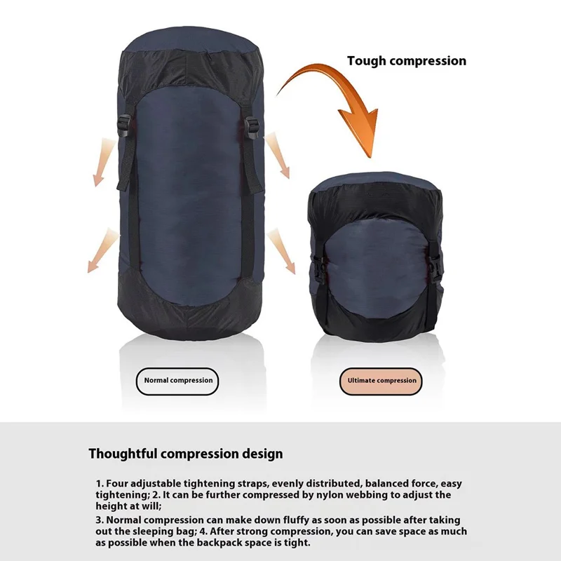 20-35L Camping Backpacking Waterproof Nylon Compression Stuff Sack for Sleeping Bag, Size XL - Green
