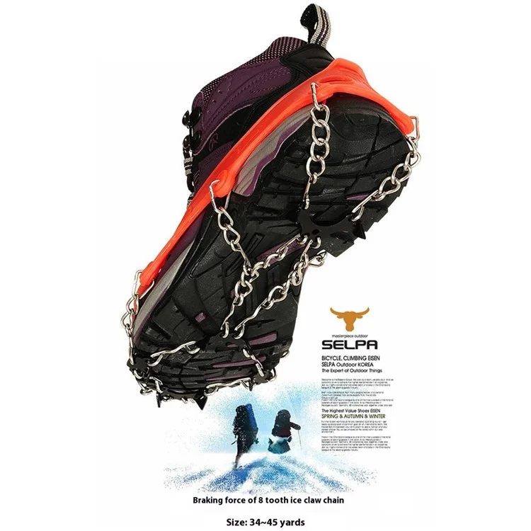 1 Paar 8-Zahn-Eisspikes für Wandern Bergsteigen Stahl-Steigeisen Schuhgriffe AL37111098834 - Orange