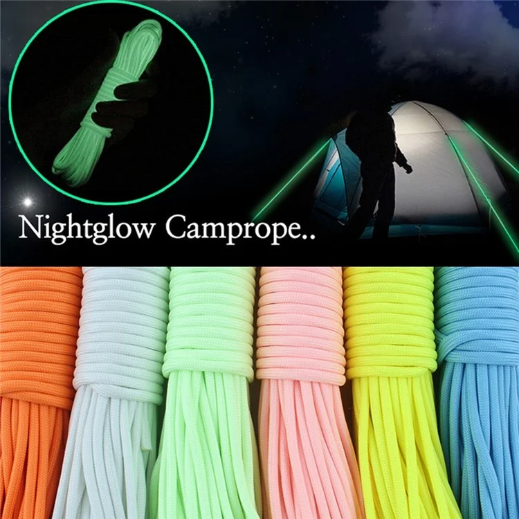 CLS AL569800510161 Cuerda luminosa para tienda de campaña de 20 m, 9 hebras de nailon y poliéster, diámetro de 4 mm - Verde