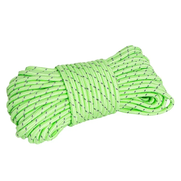 Corde de tente réfléchissante et lumineuse de 20 m, résistante au vent pour le camping, diamètre : 5 mm