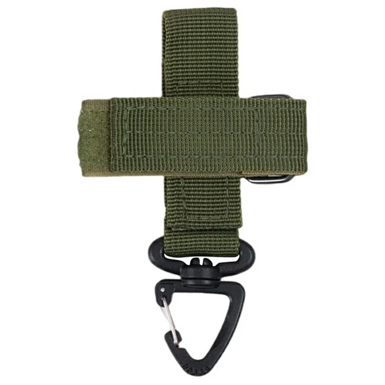 Correa de carabinero de nailon para senderismo, camping al aire libre, gancho de fijación - Verde del ejército