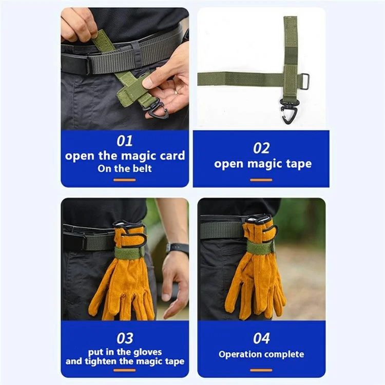 Correa de carabinero de nailon para senderismo, camping al aire libre, gancho de fijación - Verde del ejército