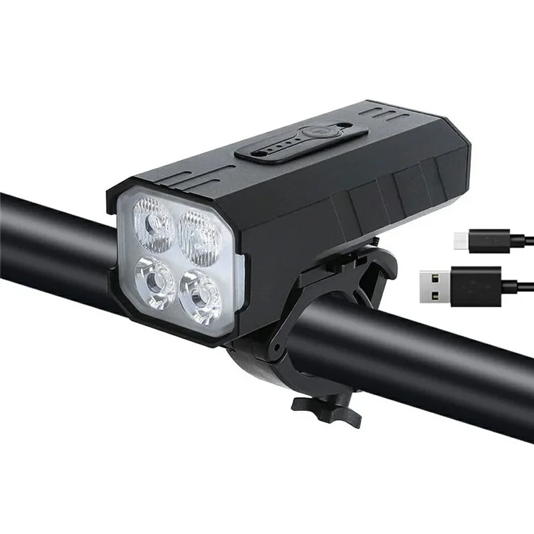 Luz dianteira de bicicleta BENGGUO BG-1920 para ciclismo noturno, recarregável por USB, de liga de alumínio e alta luminosidade.