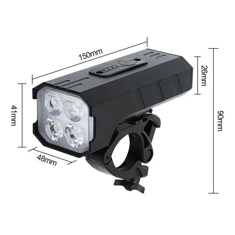 Luz dianteira de bicicleta BENGGUO BG-1920 para ciclismo noturno, recarregável por USB, de liga de alumínio e alta luminosidade.
