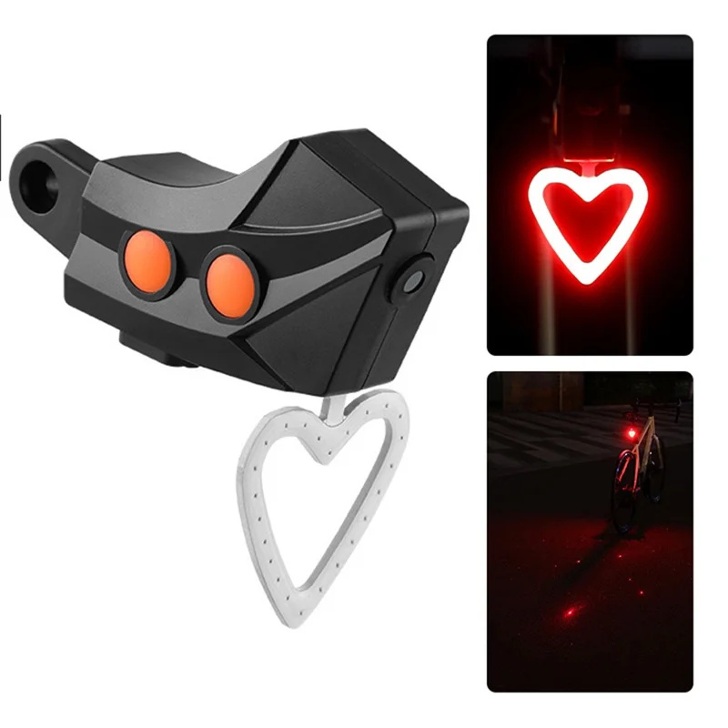 BENGGUO BG-3143 Rennrad-Radfahren-Laser-Rückleuchte Sicherheitswarnung Hochleistungs-LED-Leuchte - Herzform + Sternenhimmel-Laser