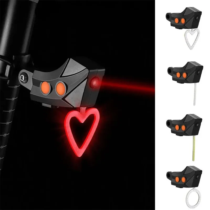 BENGGUO BG-3143 Rennrad-Radfahren-Laser-Rückleuchte Sicherheitswarnung Hochleistungs-LED-Leuchte - Herzform + Sternenhimmel-Laser