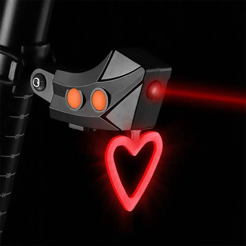 BENGGUO BG-3143 Rennrad-Radfahren-Laser-Rückleuchte Sicherheitswarnung Hochleistungs-LED-Leuchte - Herzform + Sternenhimmel-Laser