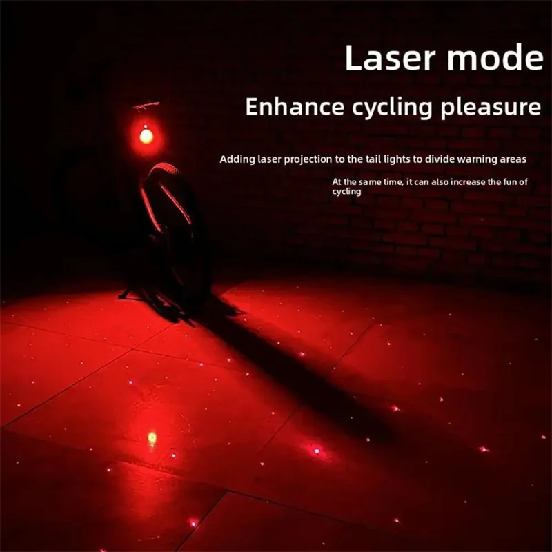 BENGGUO BG-3143 Rennrad-Radfahren-Laser-Rückleuchte Sicherheitswarnung Hochleistungs-LED-Leuchte - Herzform + Sternenhimmel-Laser