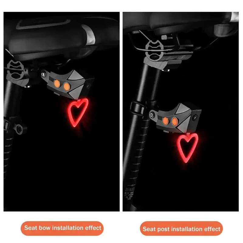 BENGGUO BG-3143 Rennrad-Radfahren-Laser-Rückleuchte Sicherheitswarnung Hochleistungs-LED-Leuchte - Herzform + Sternenhimmel-Laser