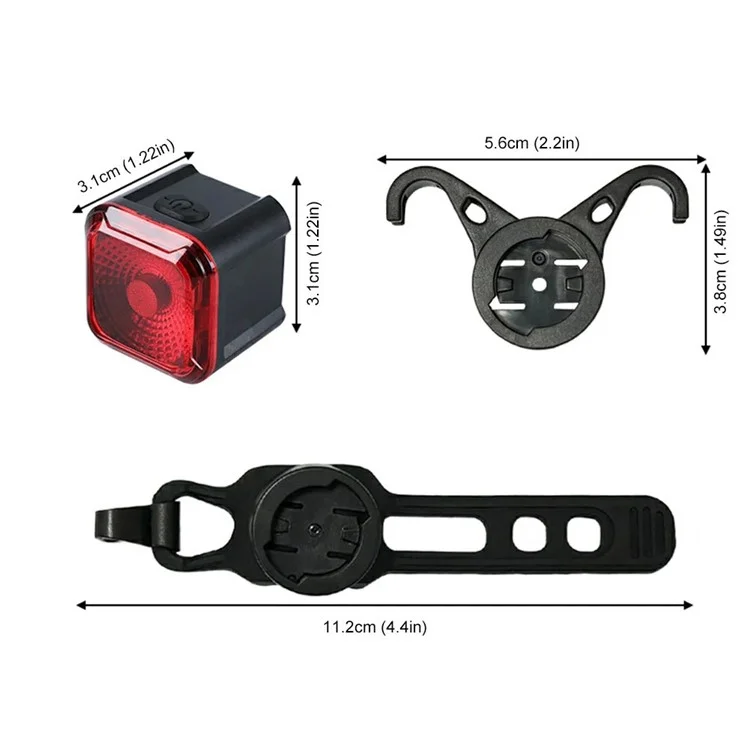 BENGGUO BG-3149 Smart Bike Tail Light Brake Sensing Rear Lights with Digital Display USB Rechargeable - Seatpost