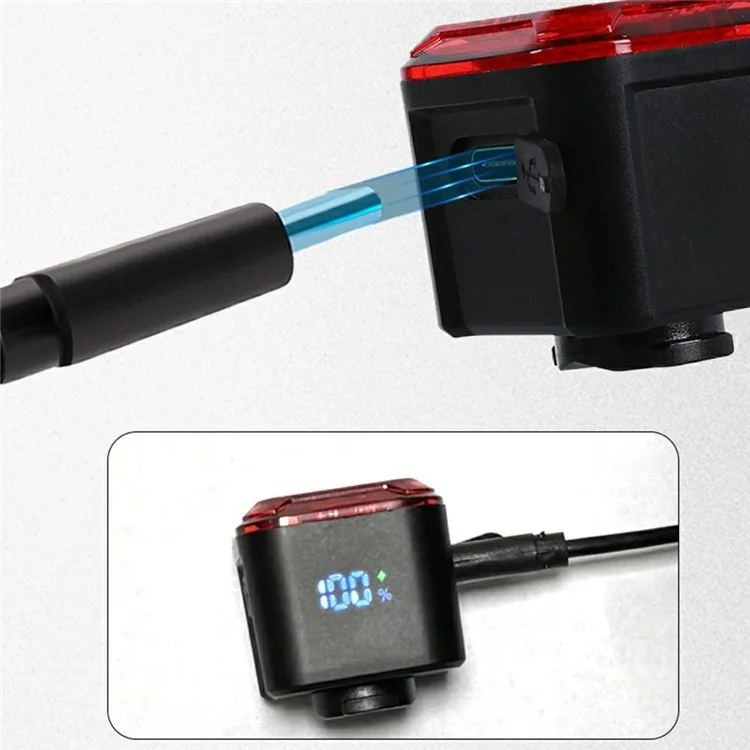BENGGUO BG-3149 Smart Bike Tail Light Brake Sensing Rear Lights with Digital Display USB Rechargeable - Seatpost