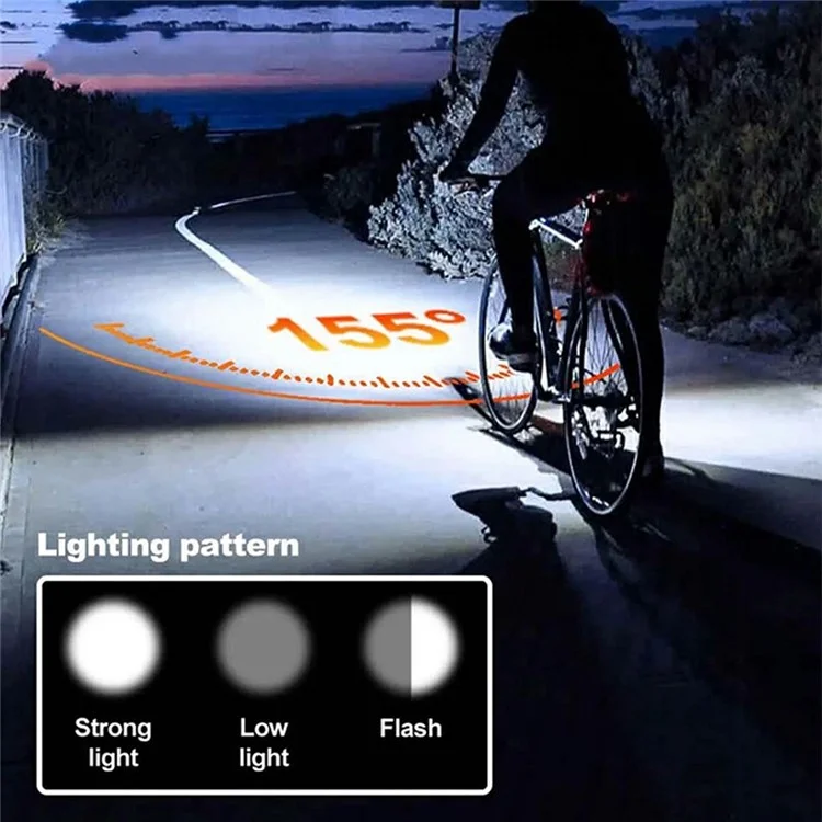 2 in 1 USB Solar Powered Bike Front Light with 120dB Horn 3 Light Modes Bicycle Headlight - Blue