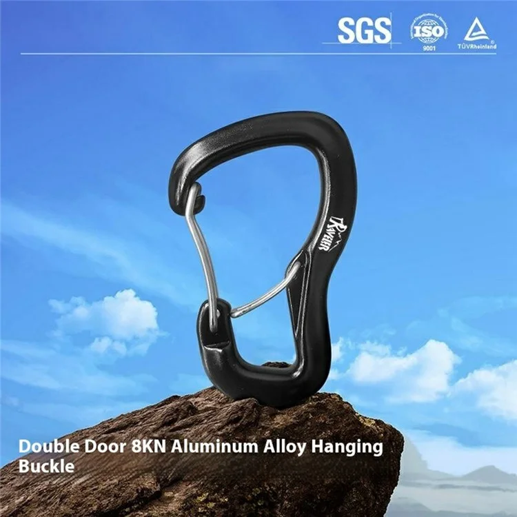 Outdoor-Hängematte Karabiner Doppeltür Metall Schnellverschluss-Haken für Camping / Klettern - Schwarz
