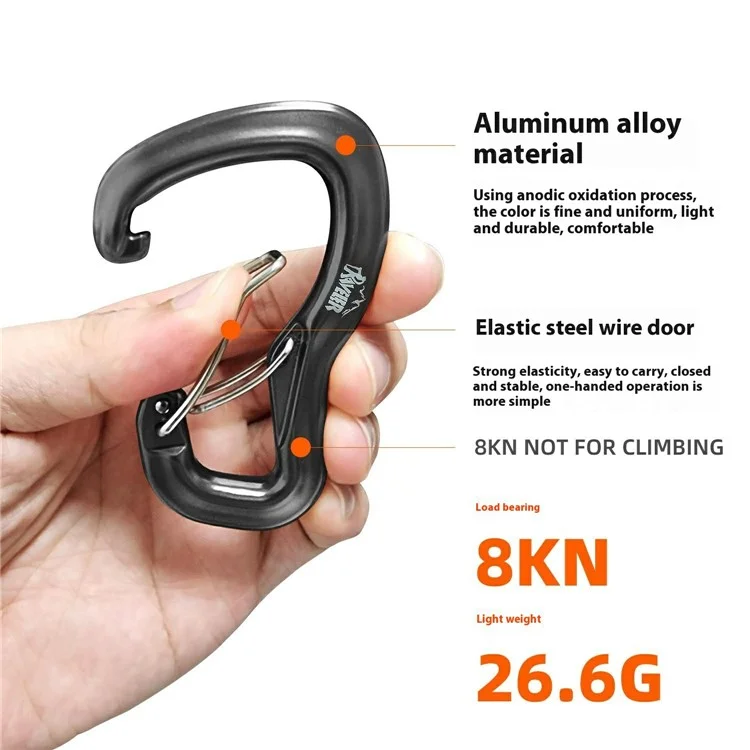 Outdoor-Hängematte Karabiner Doppeltür Metall Schnellverschluss-Haken für Camping / Klettern - Schwarz
