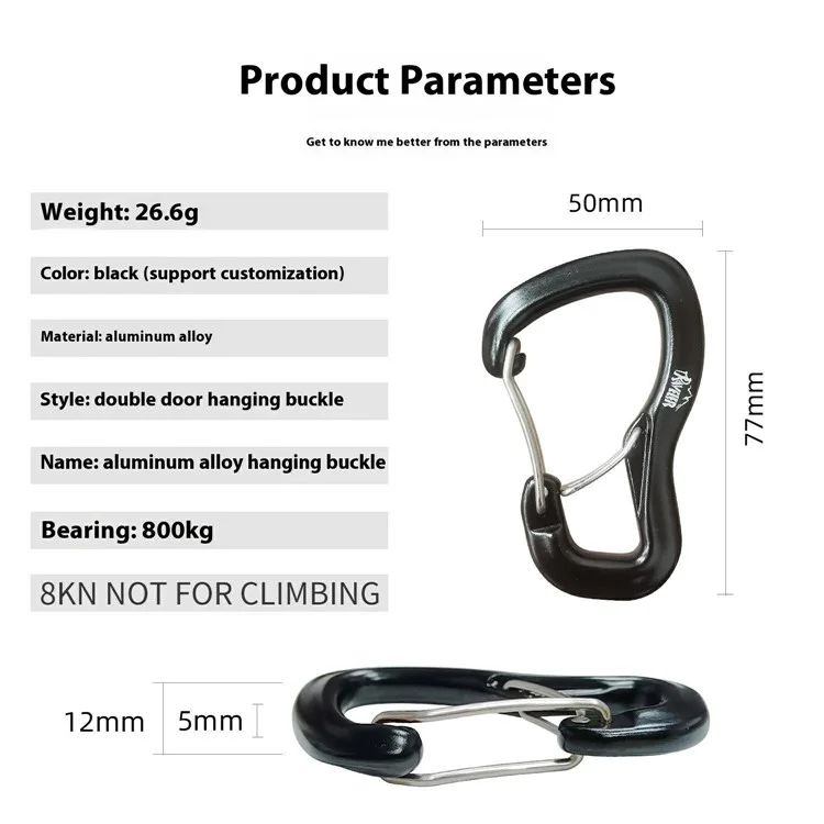 Outdoor-Hängematte Karabiner Doppeltür Metall Schnellverschluss-Haken für Camping / Klettern - Schwarz