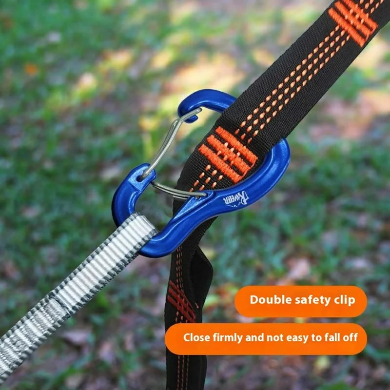 Outdoor Hammock Hanging Carabiner Double Door Metal Quick Release Hook for Camping / Rock Climbing - Blue