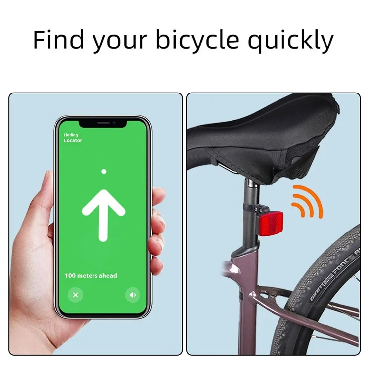 Supporto per Airtag Portabicicletta Luce posteriore antifurto Localizzatore Supporto per sella di bicicletta Luce posteriore riflettente - Luce rossa