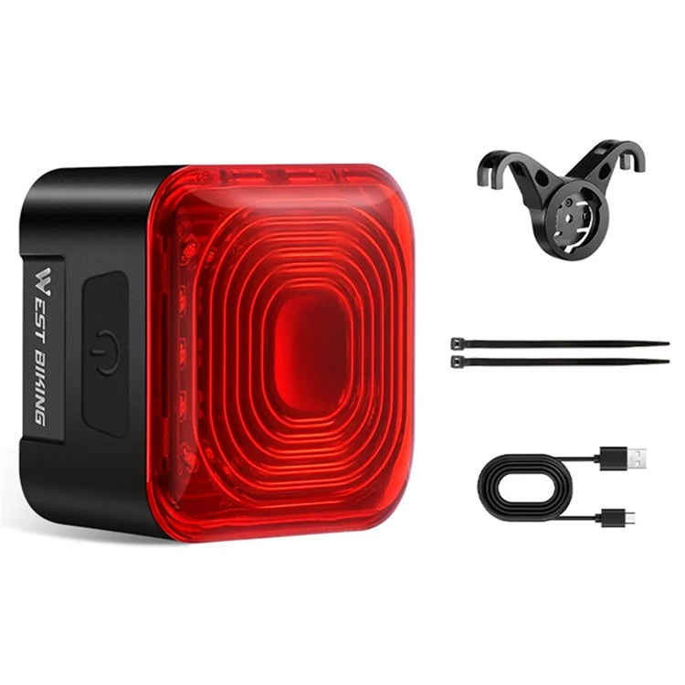 WEST BIKING Bike Smart Tail Light Brake Sensing MTB Road Cycling Battery Display Taillight - Seat Bow Mount