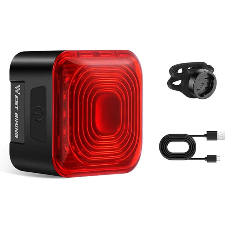 WEST BIKING Bike Smart Tail Light Brake Sensing MTB Road Cycling Battery Display Taillight - Seatpost Mount