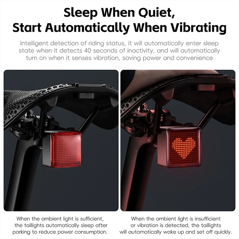 WEST BIKING YP0701461 Bike Tail Light Brake Sensor DIY Programmable Cycling Rear Light - Seatpost Mount