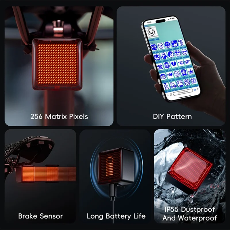 WEST BIKING YP0701461 Bike Tail Light Brake Sensor DIY Programmable Cycling Rear Light - Seatpost Mount