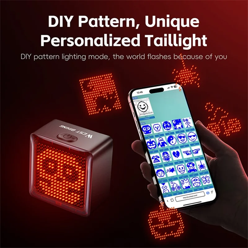 WEST BIKING YP0701461 Bike Tail Light Brake Sensor DIY Programmable Cycling Rear Light - Seatpost Mount