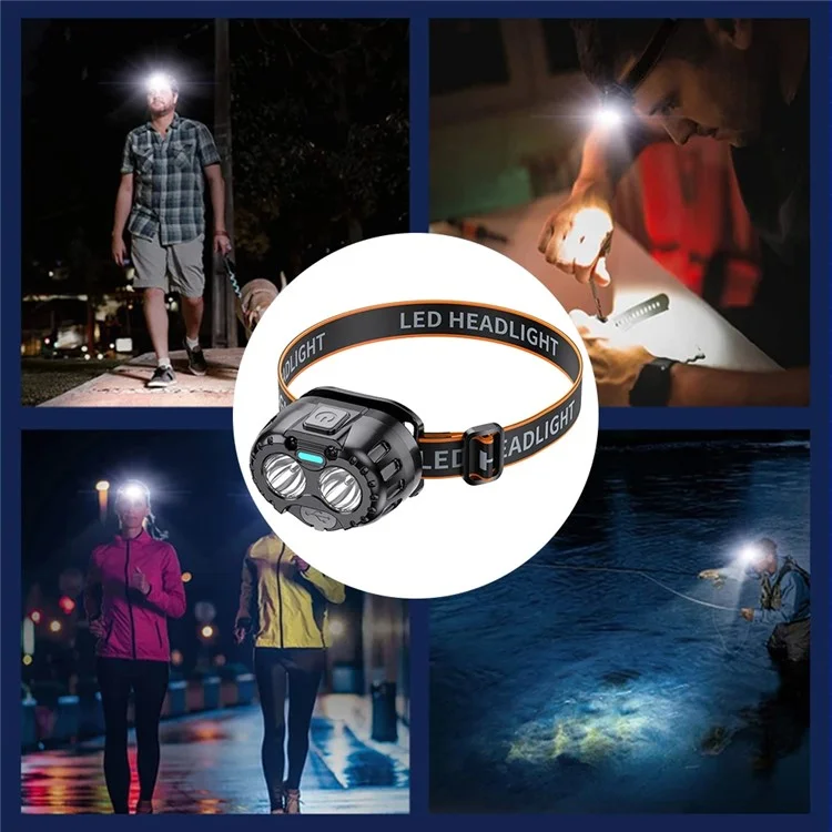 Rechargeable LED Lampe frontale 250LM Capteur de mouvement Phare pour Cyclisme Pêche