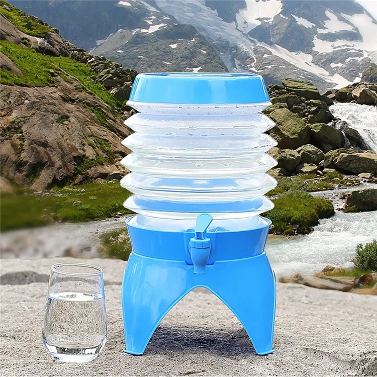 9,5-Liter-Outdoor-Campingbehälter zum Zusammenklappen Wasserspeicherung Eimer Bier Getränke PP-Behälter mit Hahn