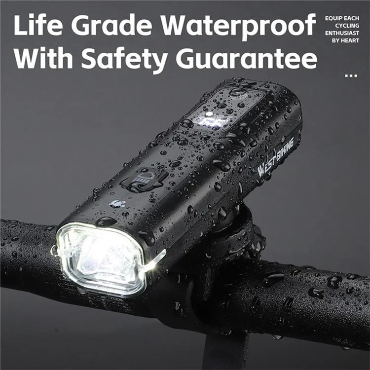 WEST BIKING YP0701458 Faro Anteriore Intelligente per Bicicletta con Sensore Luminoso, 400 Lumen, con Display Digitale