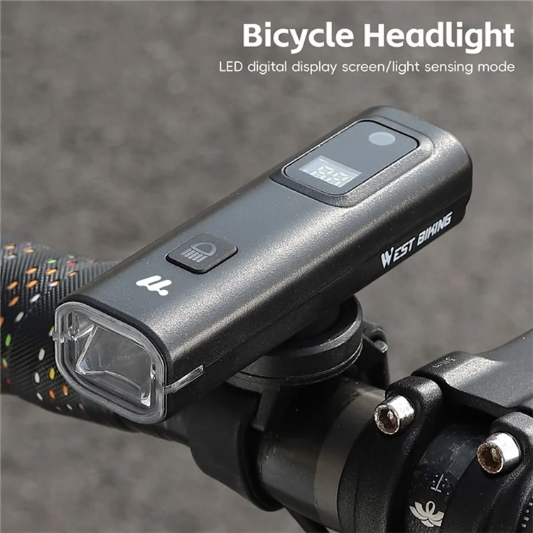 WEST BIKING YP0701458 Faro Anteriore Intelligente per Bicicletta con Sensore Luminoso, 400 Lumen, con Display Digitale