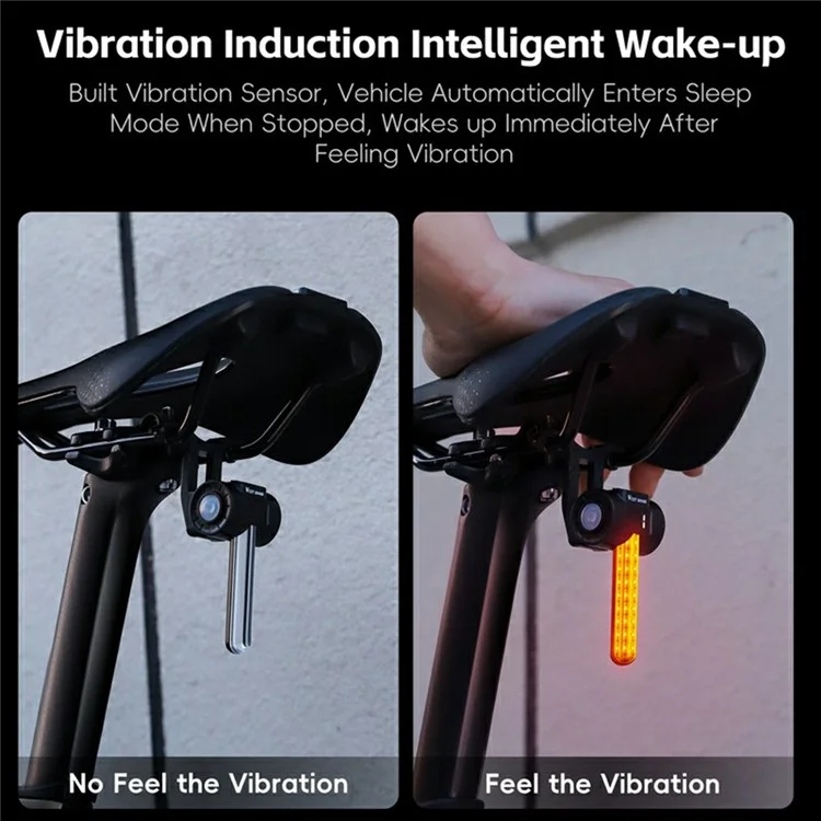 WEST BIKING YP0701464 Smart Brake Sensing Bicycle Tail Light Dynamic RGB Safety Warning Lamp