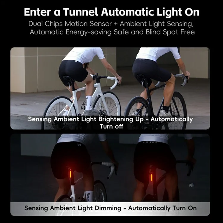WEST BIKING YP0701463 Smart Brake Sensing Bicycle Tail Light Red Light Safety Warning Lamp for Night Riding