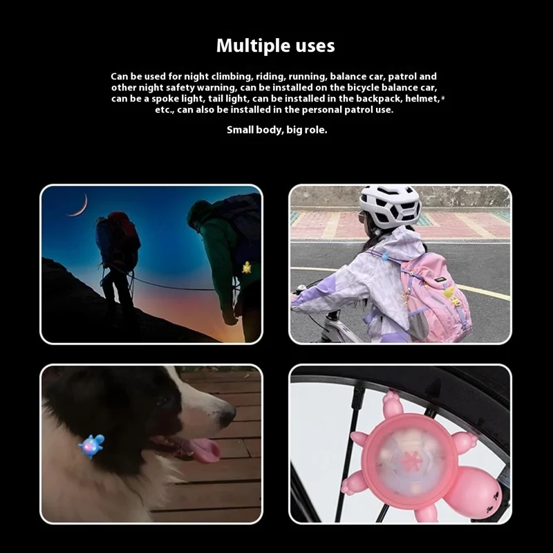 Cute Turtle Shape Bike Tail Light Waterproof Intelligent Motion Sensing Cycling Warning Lamp - Yellow