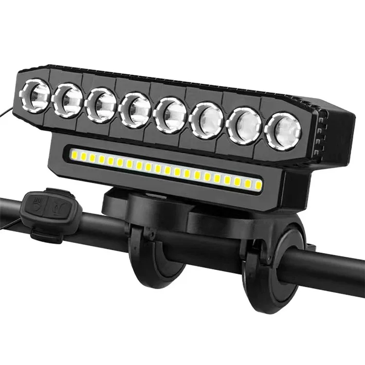 HYD-058 8LED+20SMD Fahrradlicht USB-aufladbar Mountainbike-Frontlicht mit Hupe