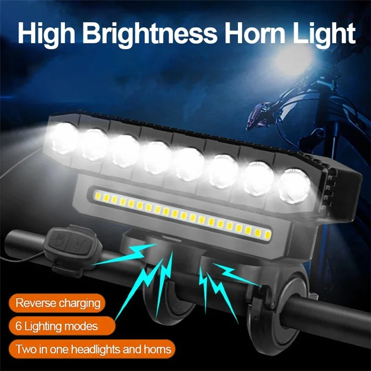 HYD-058 8LED+20SMD Fahrradlicht USB-aufladbar Mountainbike-Frontlicht mit Hupe
