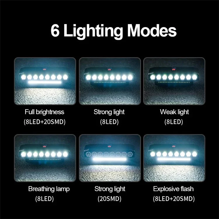 HYD-058 8LED+20SMD Fahrradlicht USB-aufladbar Mountainbike-Frontlicht mit Hupe