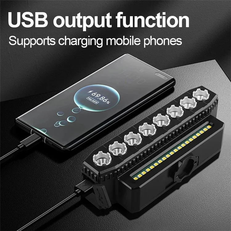 HYD-058 8LED+20SMD Fahrradlicht USB-aufladbar Mountainbike-Frontlicht mit Hupe