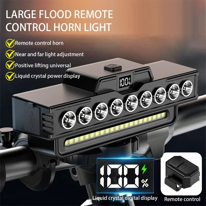 FY-588 Bicycle Light 9 LED+21 SMD High Brightness High Low Beam Front Headlight with Horn for Night Cycling