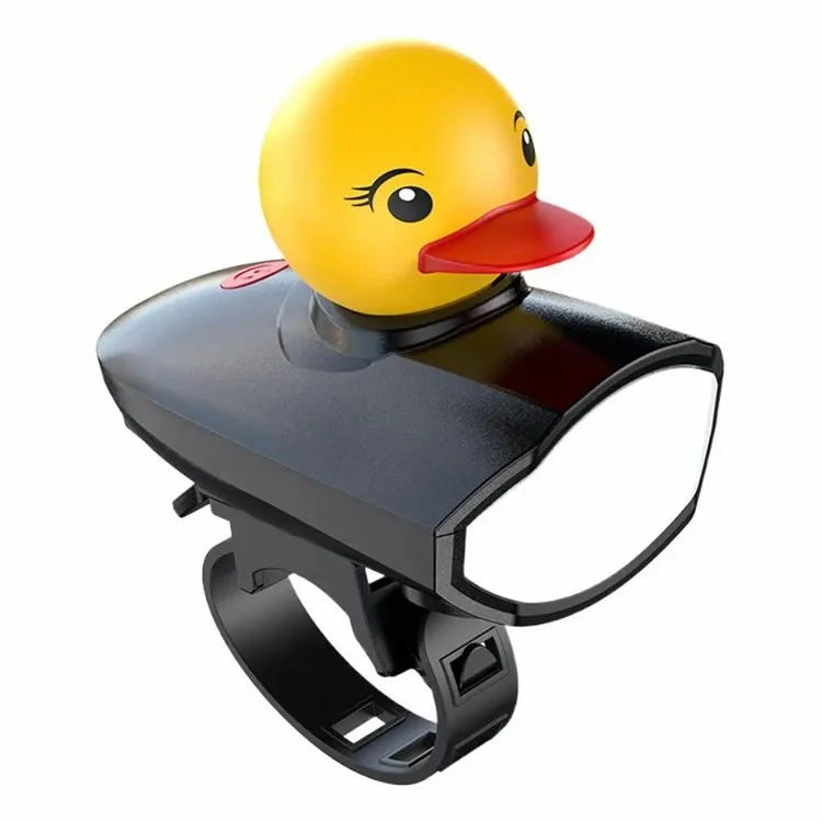 Süße Cartoon-Ente Fahrradklingel mit 3 Modi aufladbarem LED-Scheinwerfer Fahrrad Warnalarm - Schwarz
