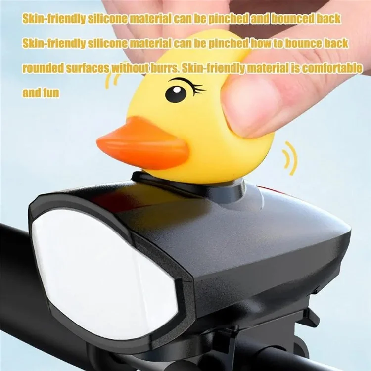 Süße Cartoon-Ente Fahrradklingel mit 3 Modi aufladbarem LED-Scheinwerfer Fahrrad Warnalarm - Schwarz