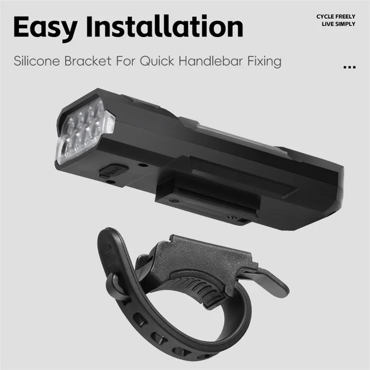YP0701469 Bicycle Front Light 8-LED High Brightness Mountain Bike Warning Light with Digital Display