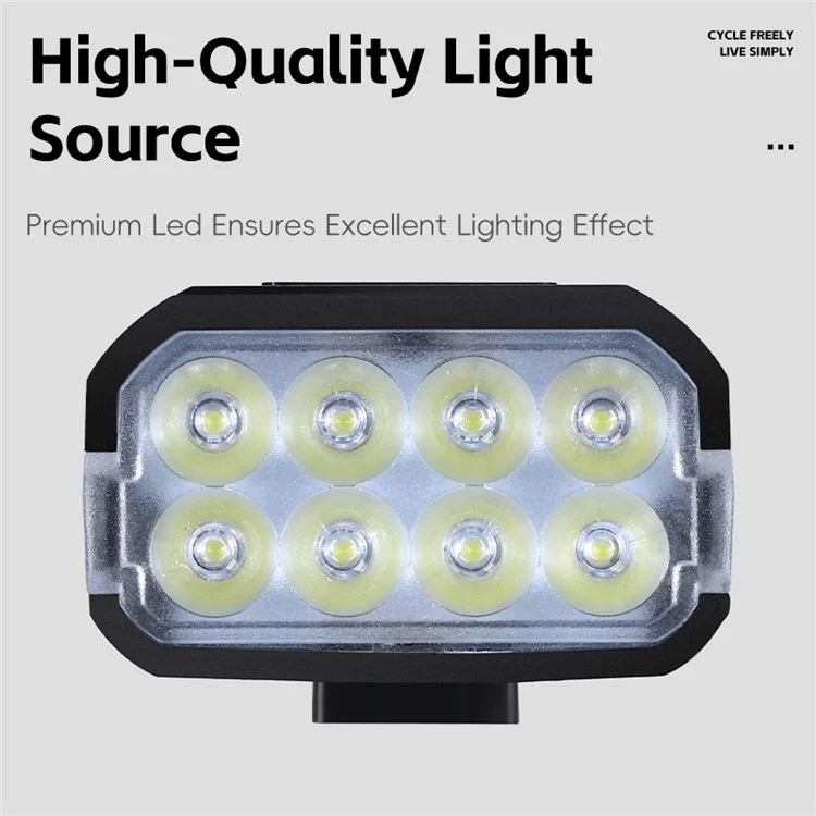 YP0701469 Bicycle Front Light 8-LED High Brightness Mountain Bike Warning Light with Digital Display