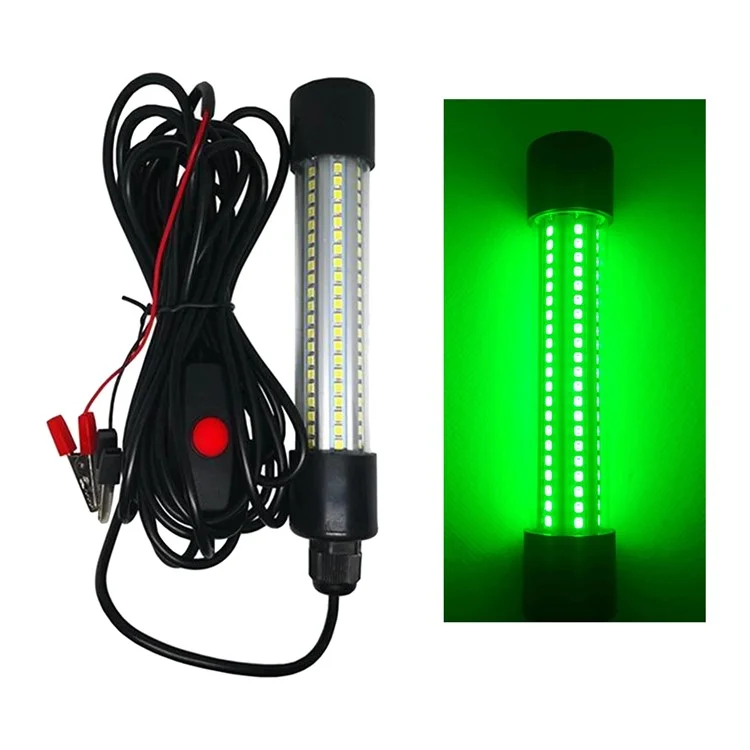 Lampe de pêche sous-marine LED avec câble de 5m, Lampe d'attraction de poissons étanche haute luminosité avec pince - Lumière verte 13W